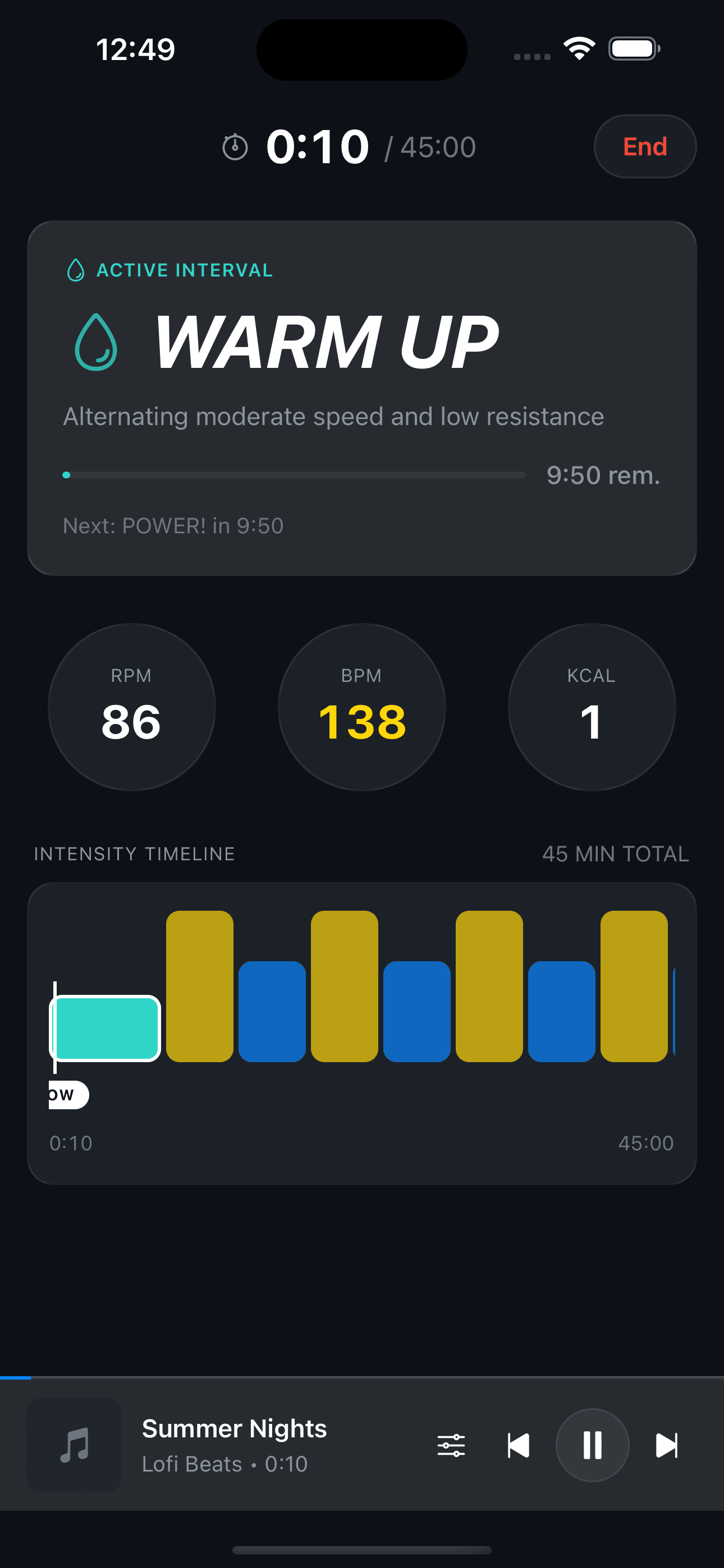 Cycling Beats music player with BPM display and real-time cadence sync