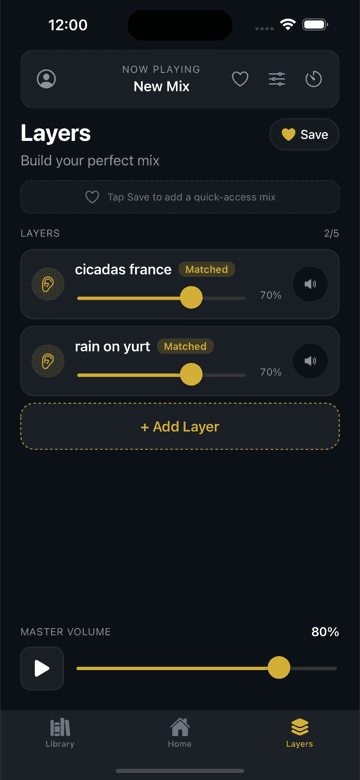 5-layer sound mixer with independent volume and pitch controls per layer