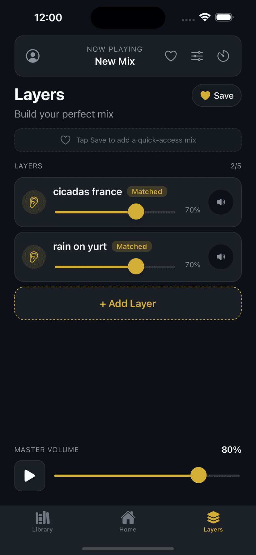 5-layer sound mixer with independent volume and pitch controls per layer