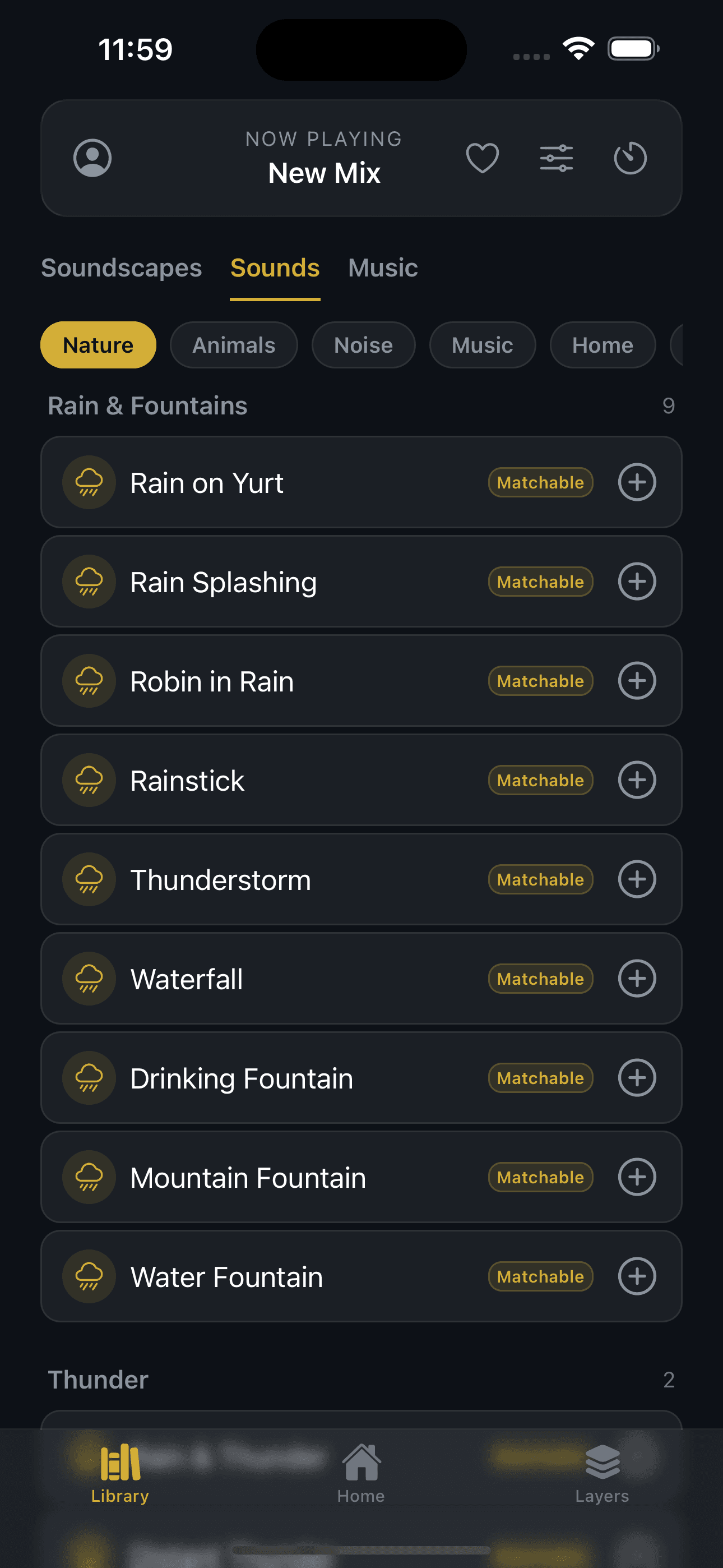 Tinnitus Masking Sounds tinnitus sound masking app, sound library with customizable nature sounds